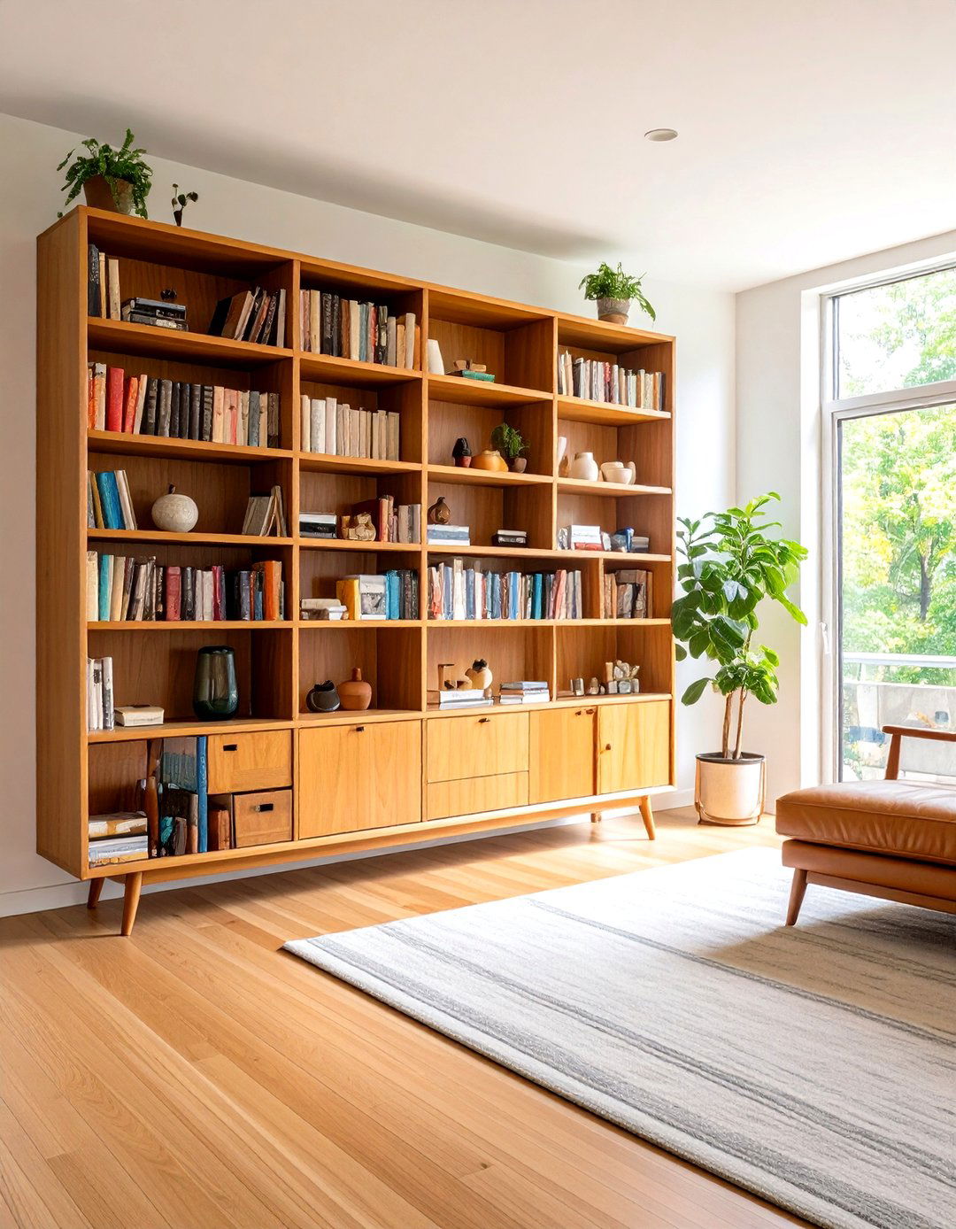 Mid Century Modern Bookcase - 24 Bookcases Around Window Design Ideas