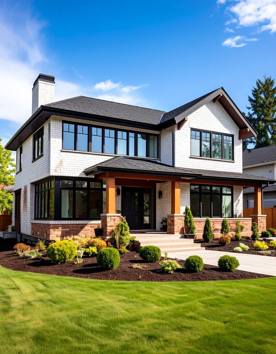 Mid Century Modern Brick Innovation - 24 White Brick House With Black Trim