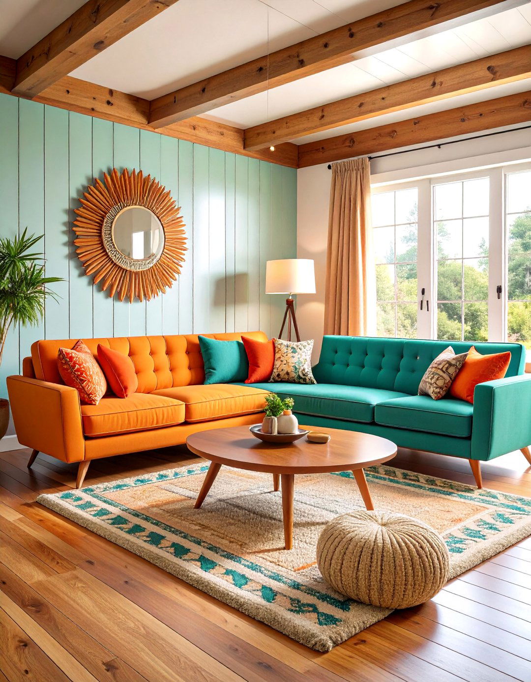 Mid Century Modern Cabin Furniture Blend - 24 Cabin Living Room Ideas