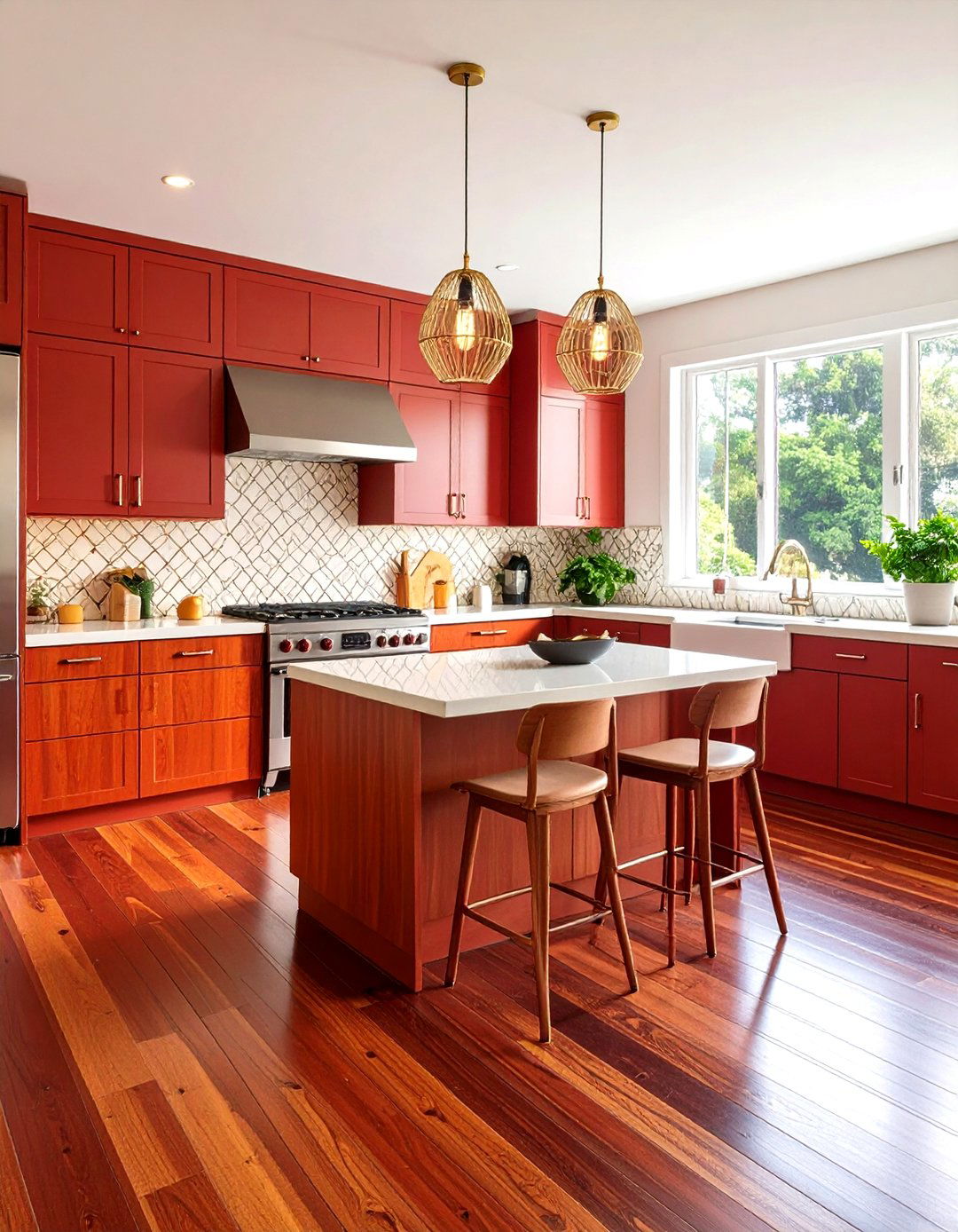 Mid Century Modern Cherry Kitchen Floors - 24 Kitchens With Wood Floors