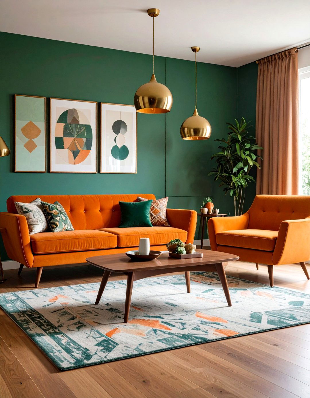 Mid Century Modern Color Block Layout - 24 Mismatched Sofas in Living Room Ideas