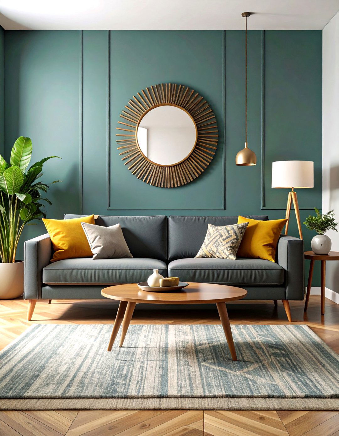 Mid Century Modern Dark Grey Furniture Layout - 24 dark grey couch living room ideas