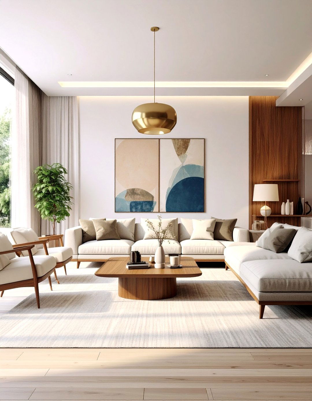 Mid Century Modern Egyptian Cotton Haven - 24 Dulux Egyptian Cotton Living Room Ideas