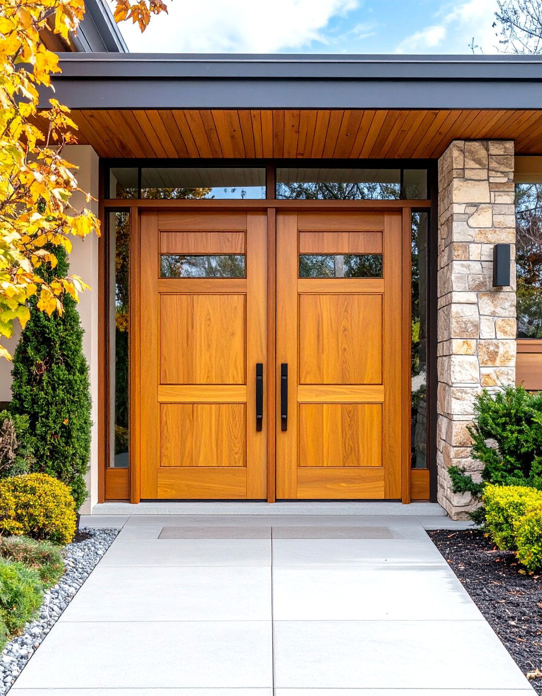 Mid Century Modern Entry - 24 Double Front Door Ideas