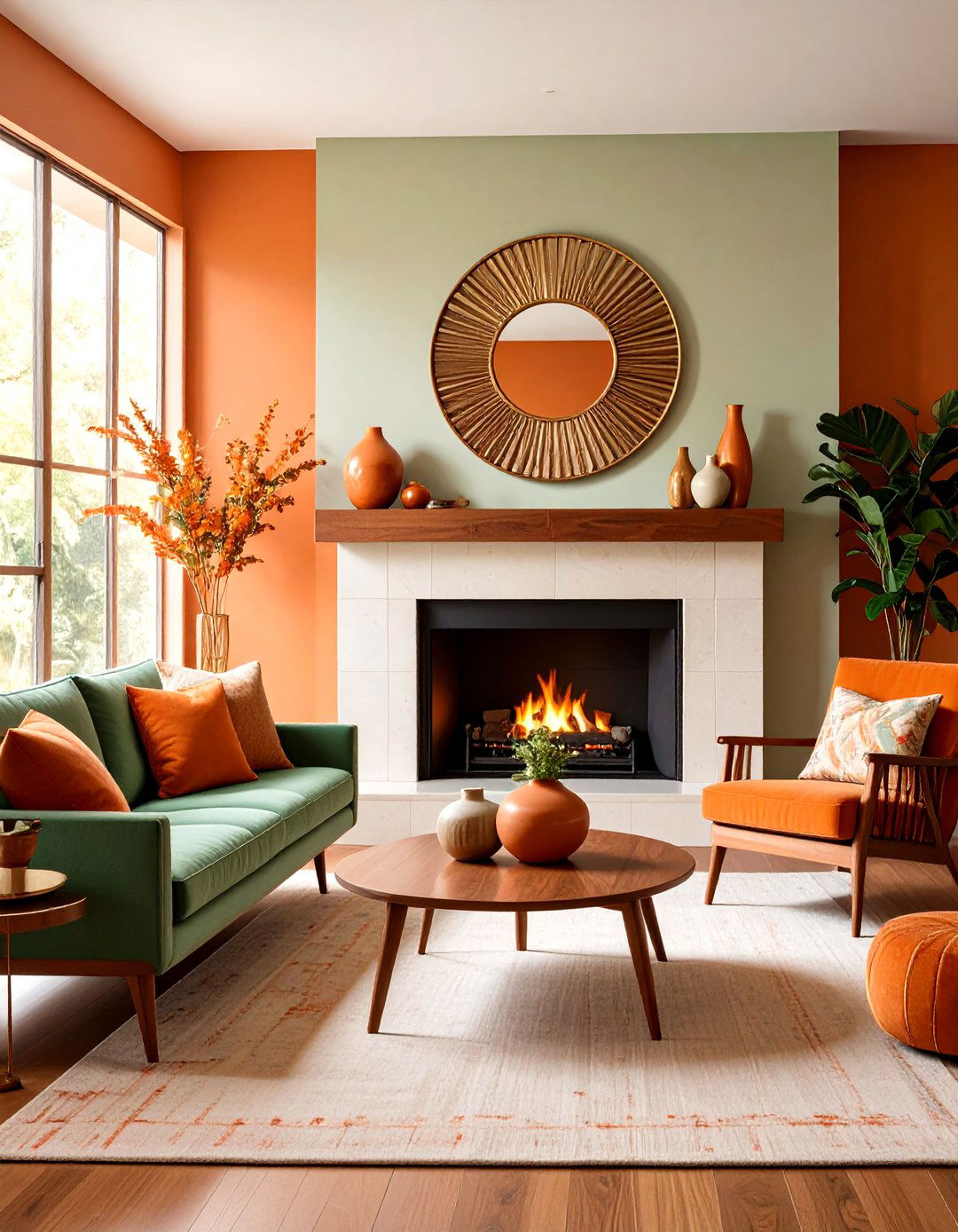 Mid Century Modern Fireplace with Geometric Patterns - 24 Fireplace Decor Ideas