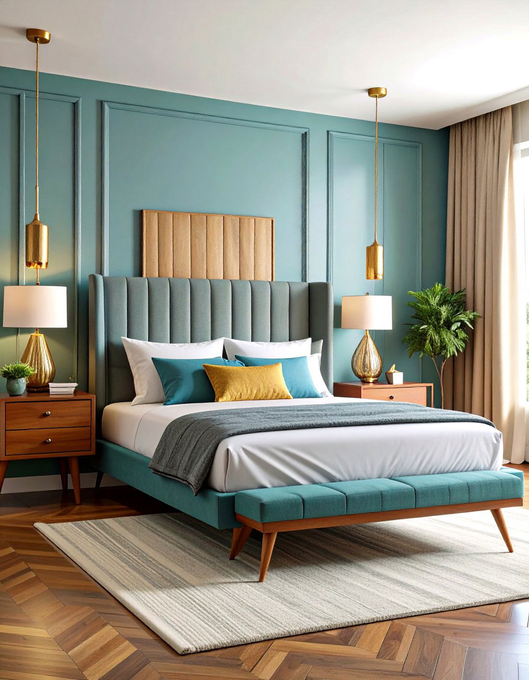 Mid Century Modern Grey Headboard Bedroom - 24 Grey Headboard Bedroom Ideas