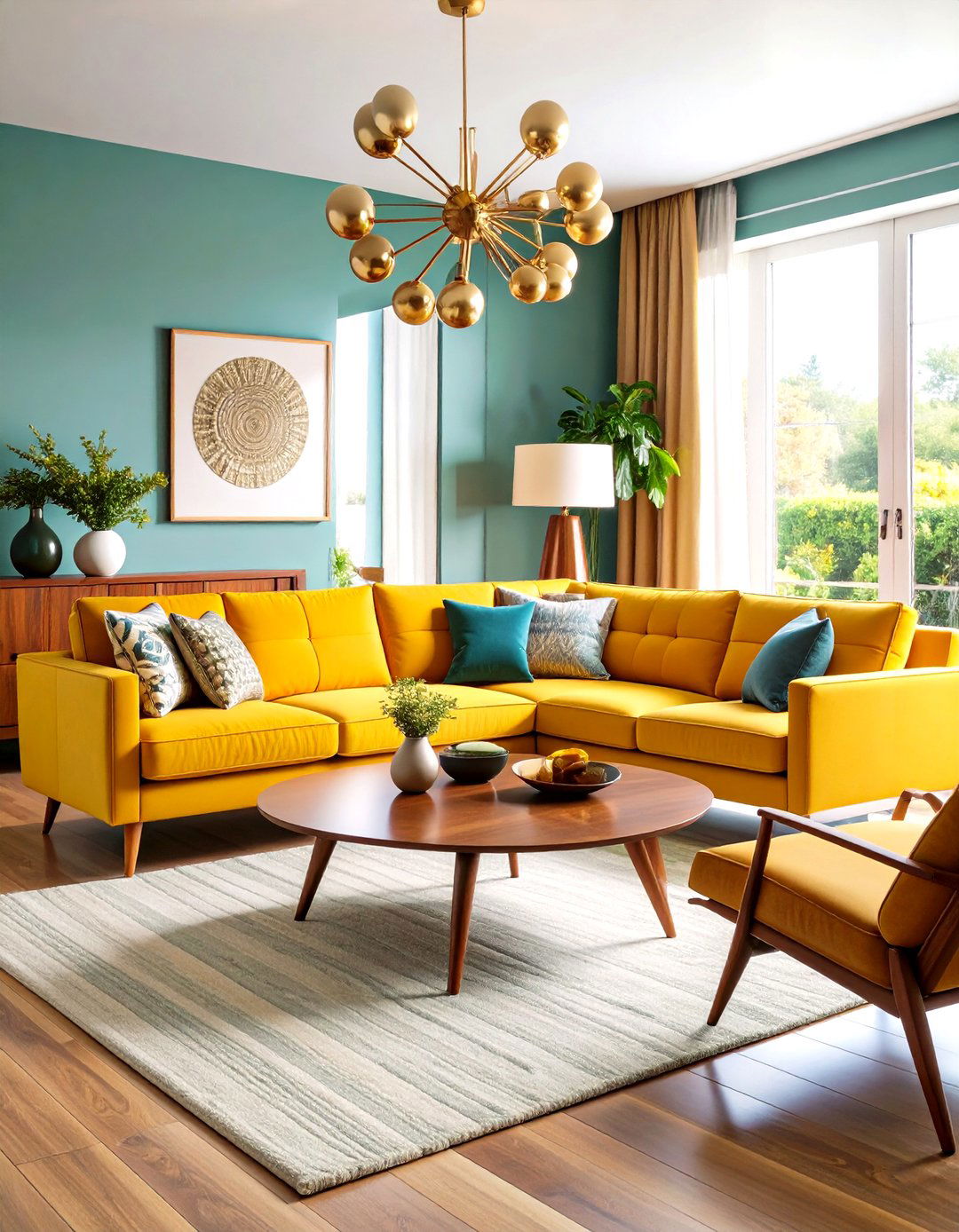 Mid Century Modern Living Room with Walnut Accents - 24 Modern Living Room Ideas