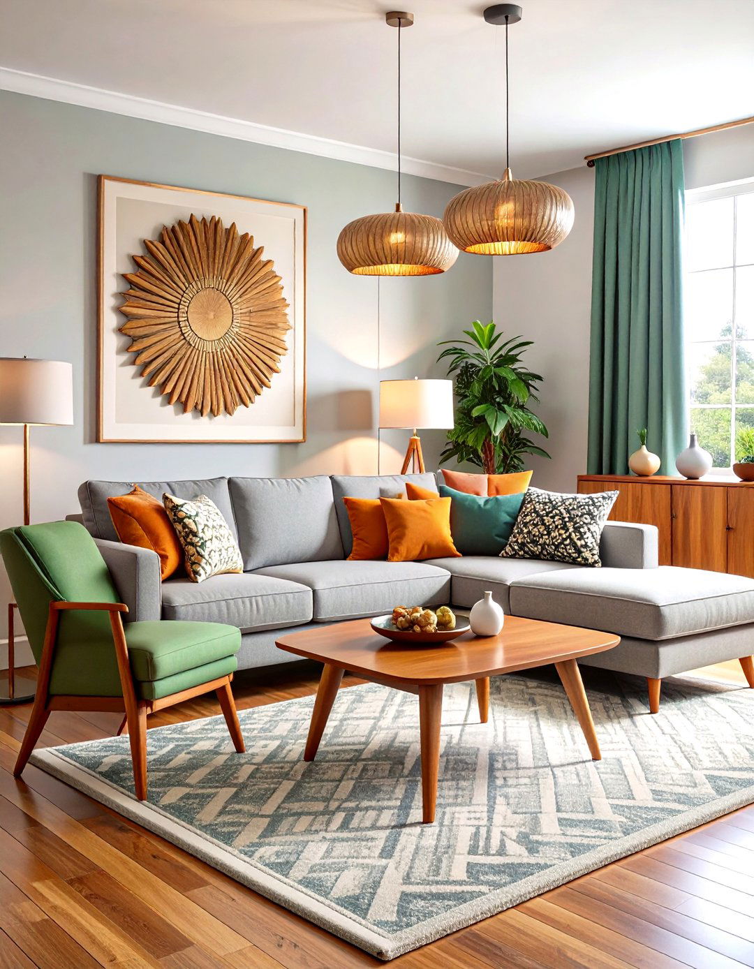 Mid Century Modern Marvel - 24 Grey and Sage Green Living Room Ideas