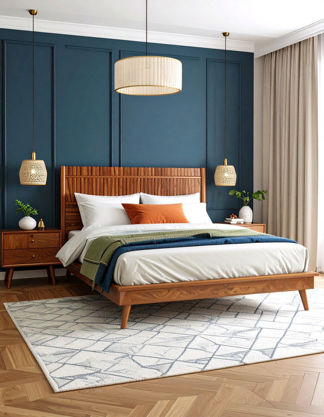 Mid Century Modern Navy Bedroom - 24 Navy Blue Bedroom Ideas