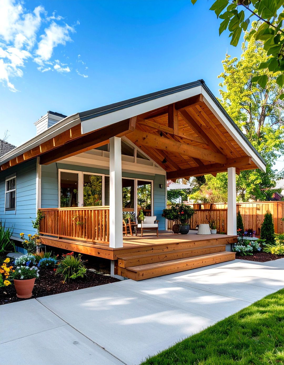 Mid Century Modern Post and Beam - 24 Open Gable Porch Ideas