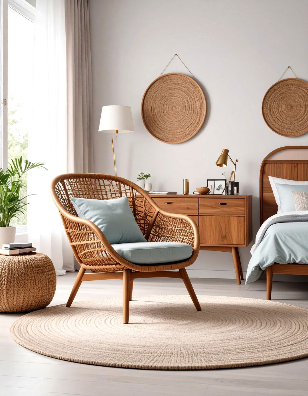 Mid Century Modern Rattan Desk Chair - 24 rattan bedroom furniture ideas