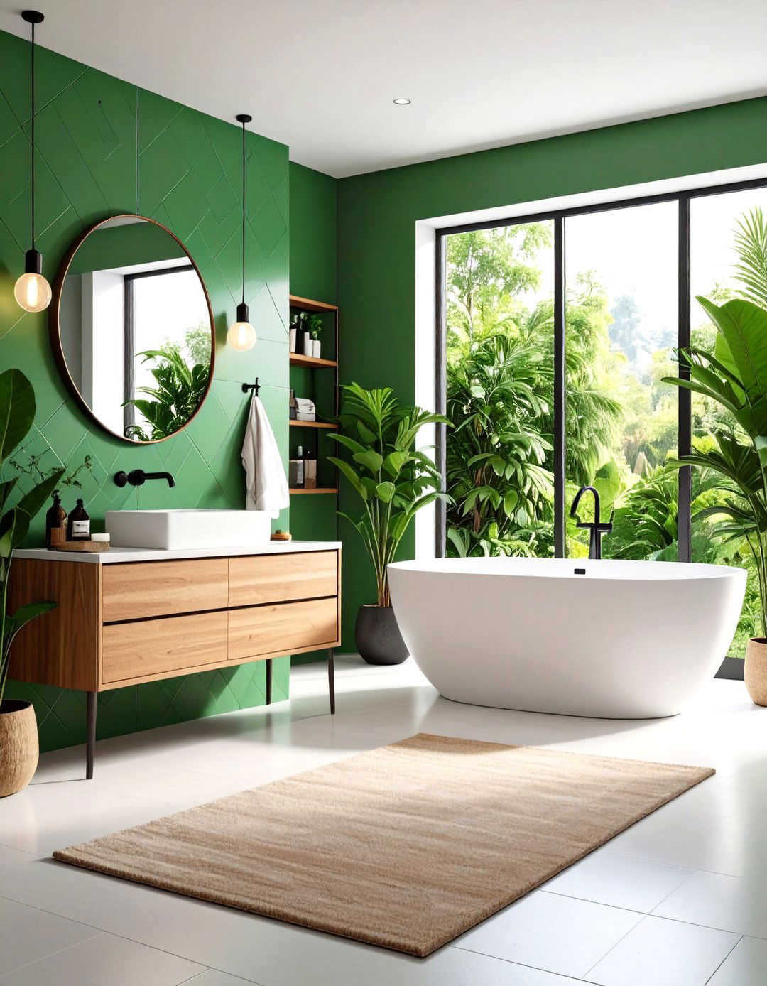 Mid Century Modern Revival - 24 black, white and green bathroom ideas