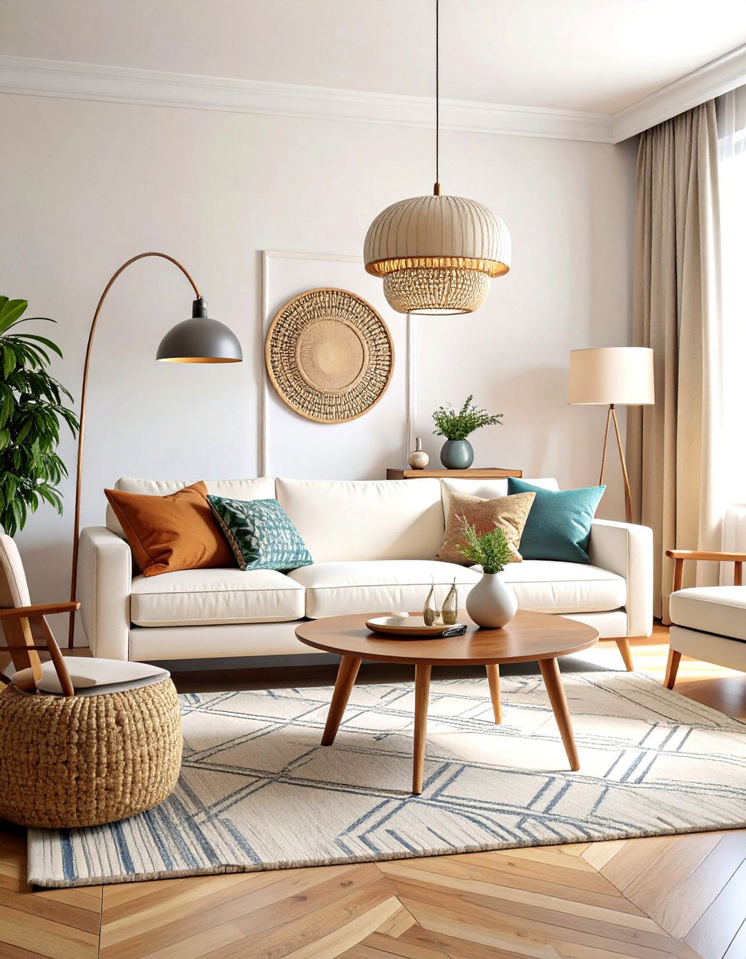 Mid Century Modern Revival - 24 White Couch Living Room Ideas