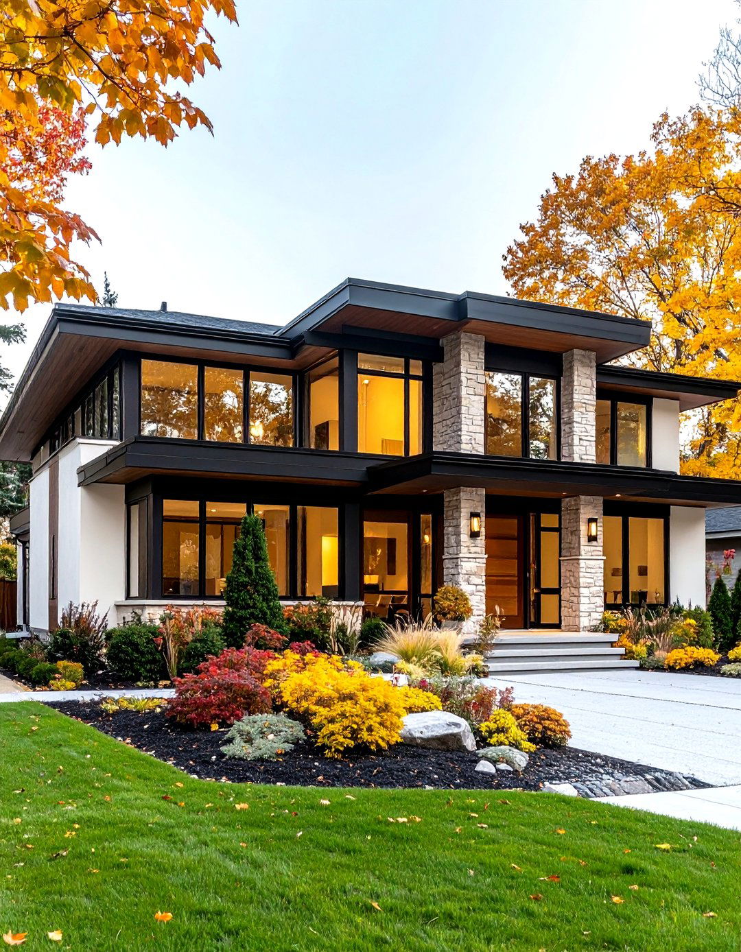 Mid Century Modern Revival - 24 White Exterior Home with a Black Roof Ideas