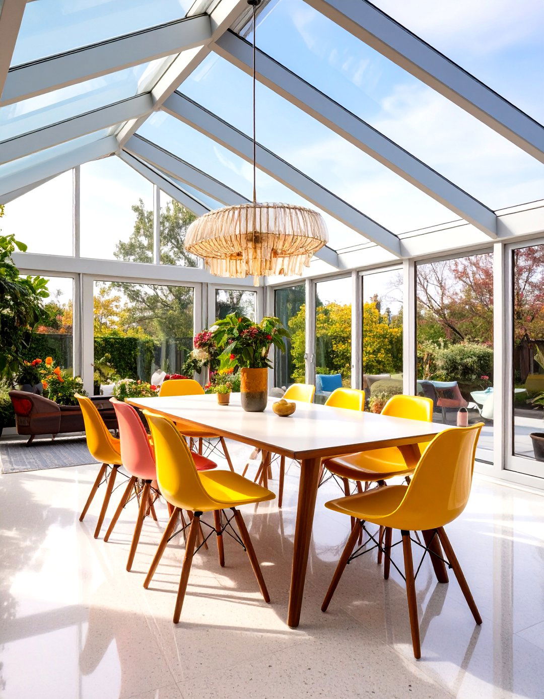 Mid Century Modern Sunroom Dining Room - 24 Greenhouse Dining Room Ideas