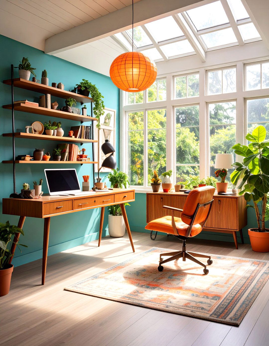 Mid Century Modern Sunroom Office - 24 Sunroom Office Ideas