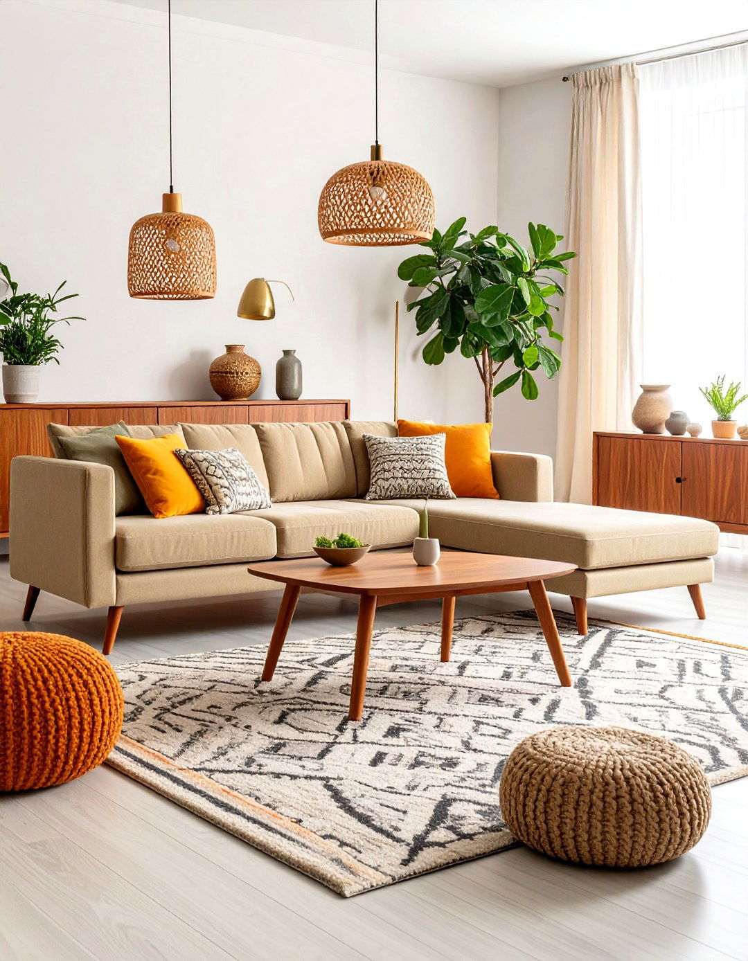Mid Century Modern Taupe Living Room - 24 Taupe Living Room Ideas