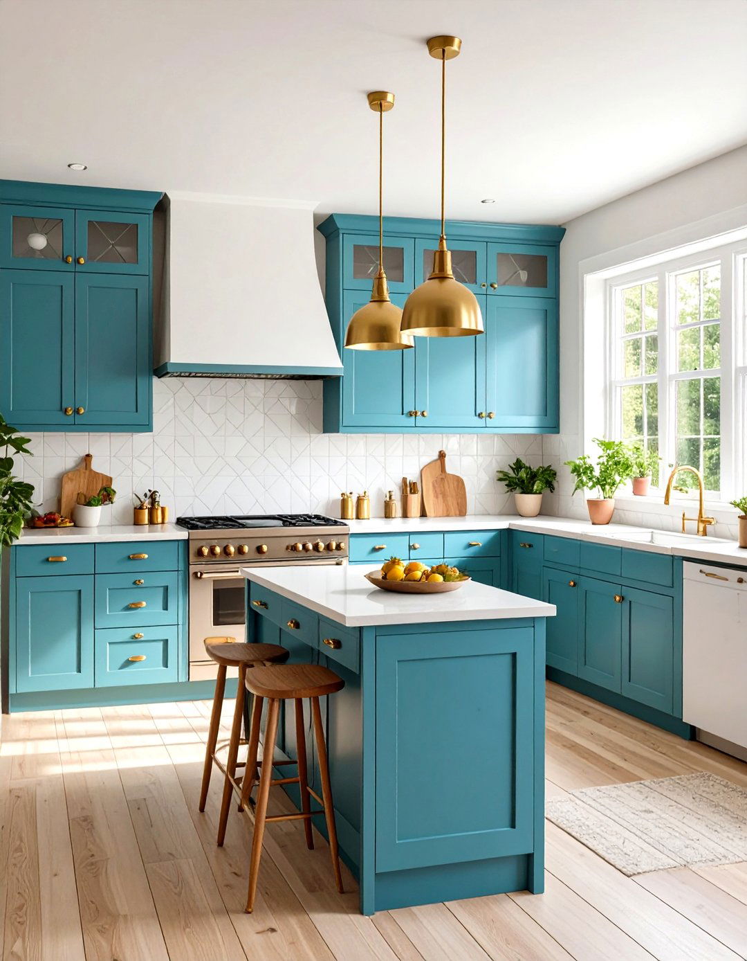 Mid Century Modern Teal Kitchen - 24 Teal and White Kitchen Ideas
