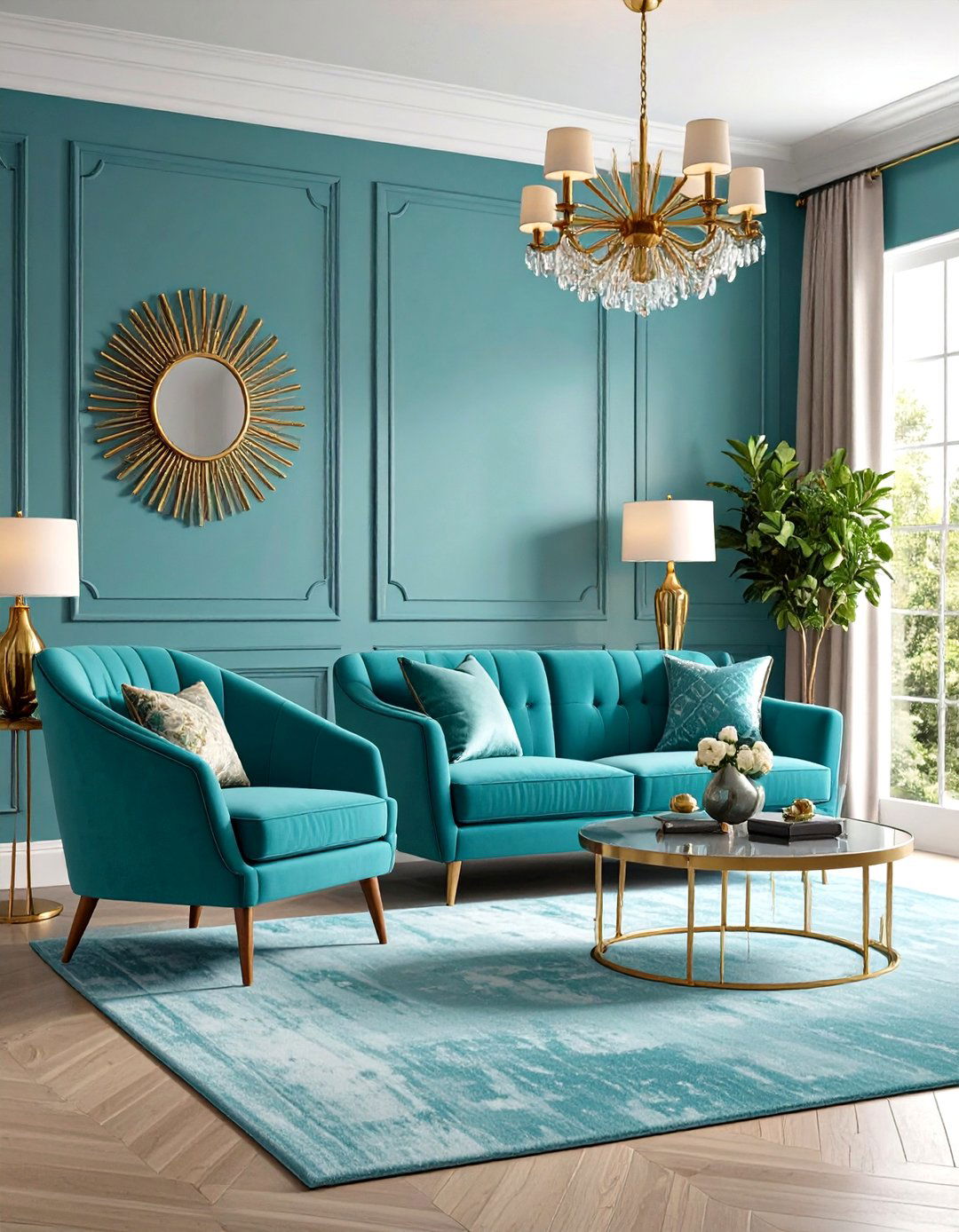 Mid Century Modern Turquoise Living Room - 24 Turquoise Living Room Ideas