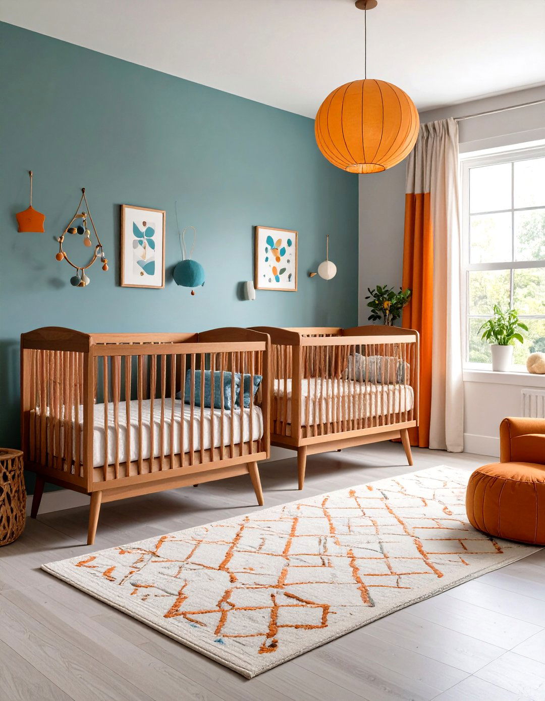 Mid Century Modern Twin Haven - 24 Twin Nursery Ideas
