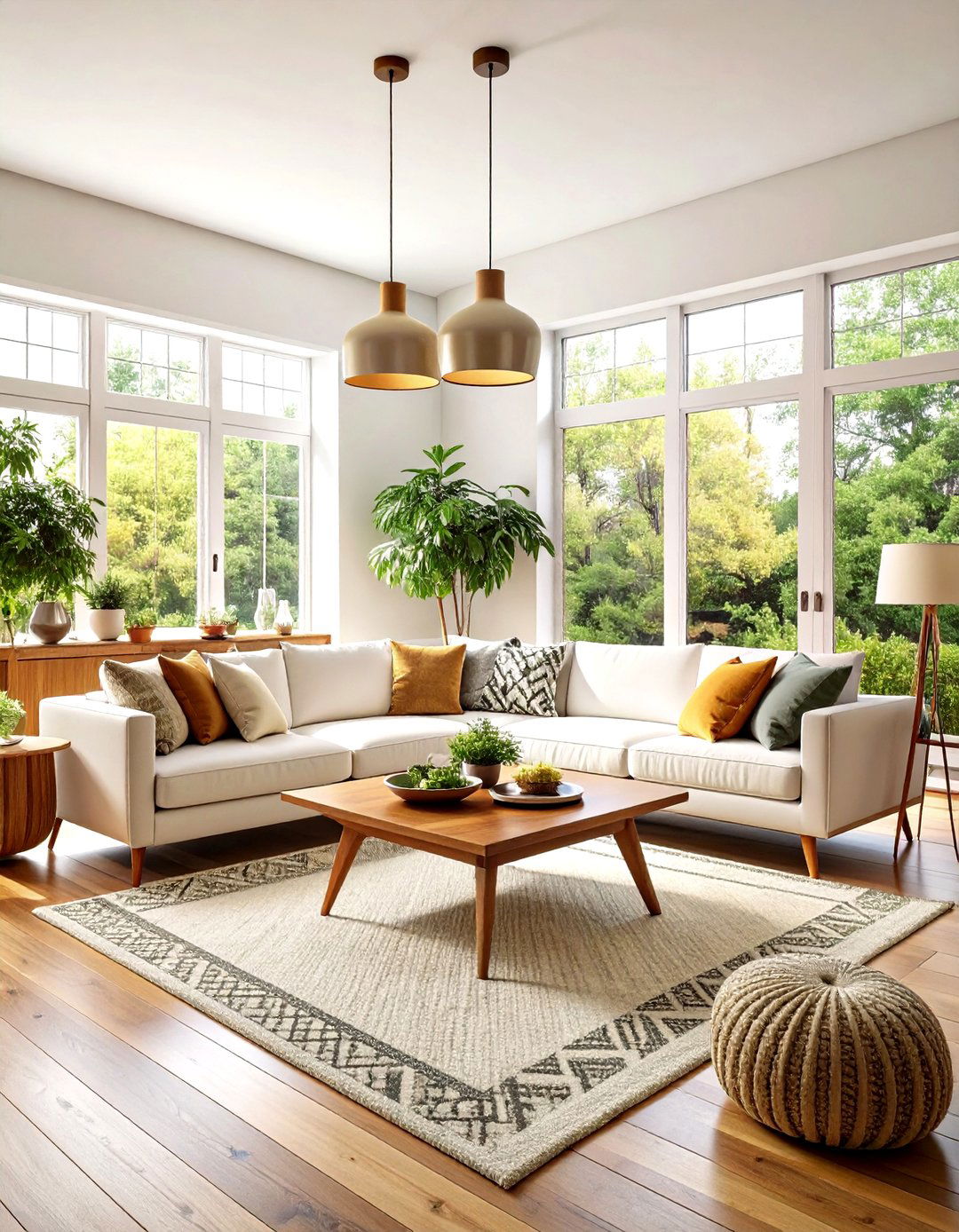 Mid Century Modern White Living Room - 24 White Living Room Ideas