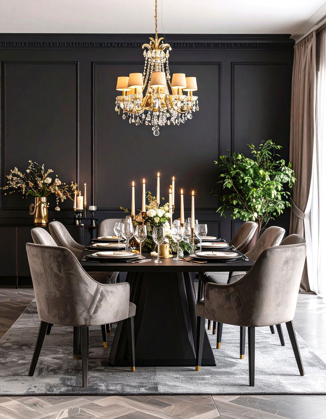 Midnight Black Dining Room Drama - 24 Dining Room Paint Colors