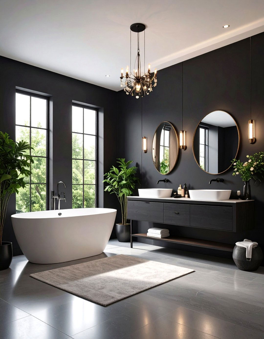 Midnight Black Powder Room Glamour - 24 Monochromatic Color Schemes for Rooms