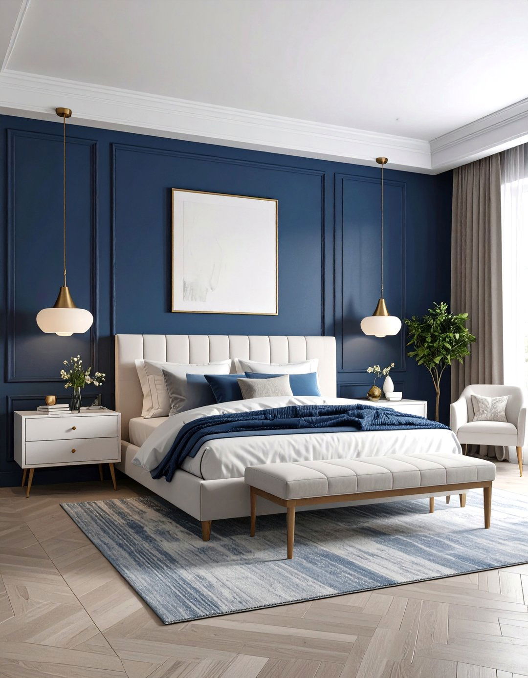 Midnight Blue Bedroom with Modern Minimalism - 24 Blue Bedroom Ideas