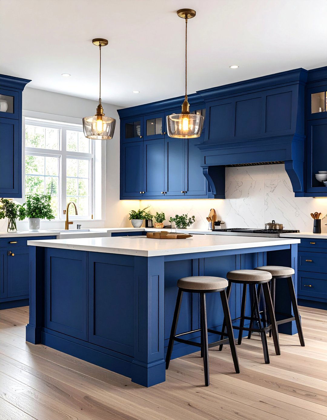 Midnight Blue Lower Island - 24 Blue French Country Kitchen Ideas