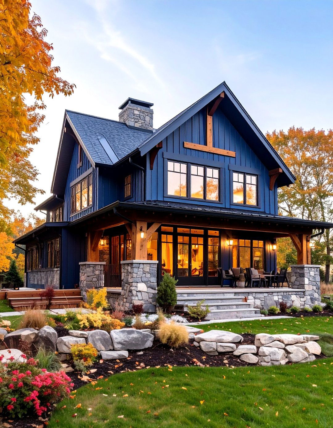 Midnight Blue Mixed Material Rustic - 24 Midnight Blue & Dark Blue House Siding Colors