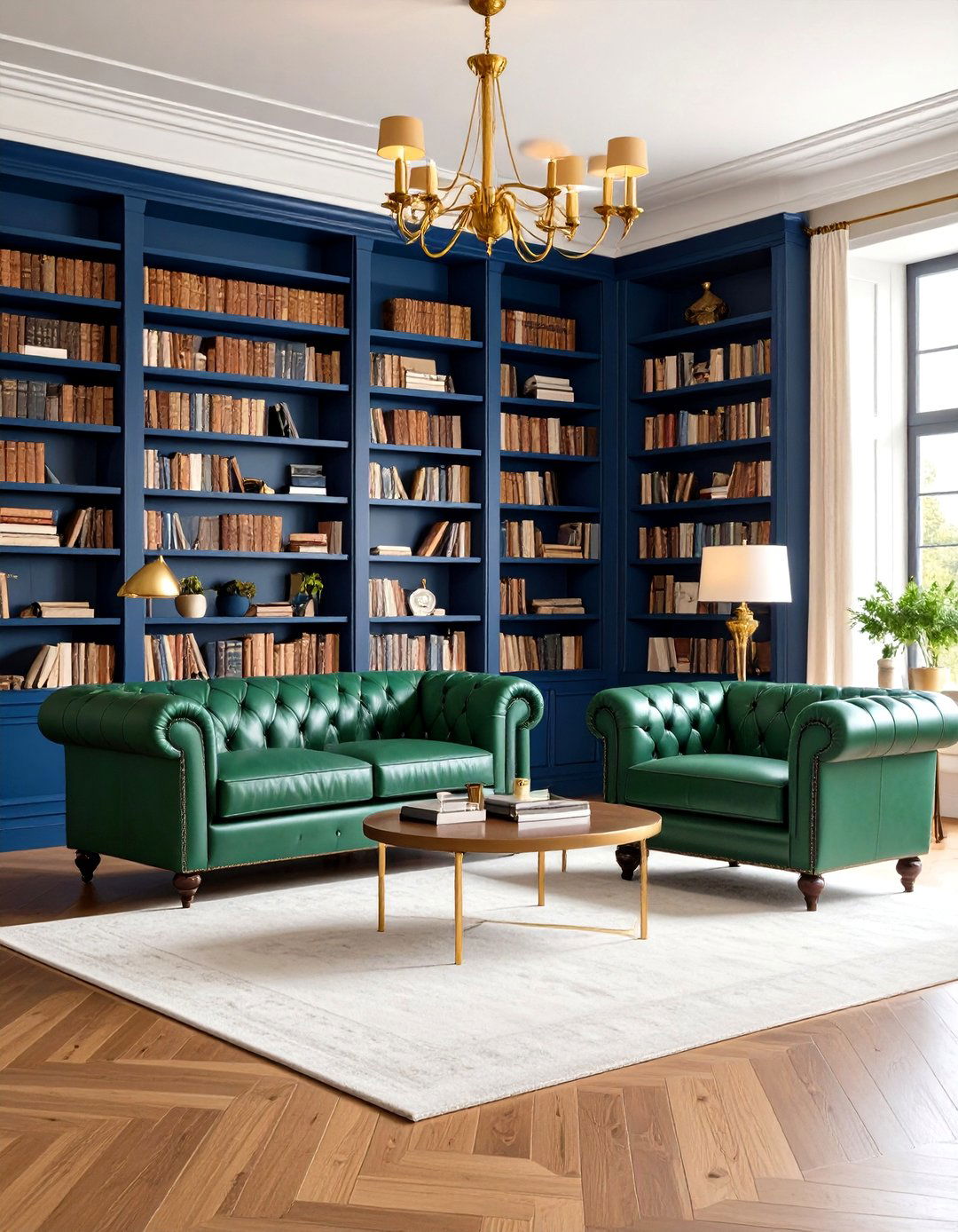 Midnight Blue and Moss Green Library Study - 24 Blue and Green Color Combos for Decorating