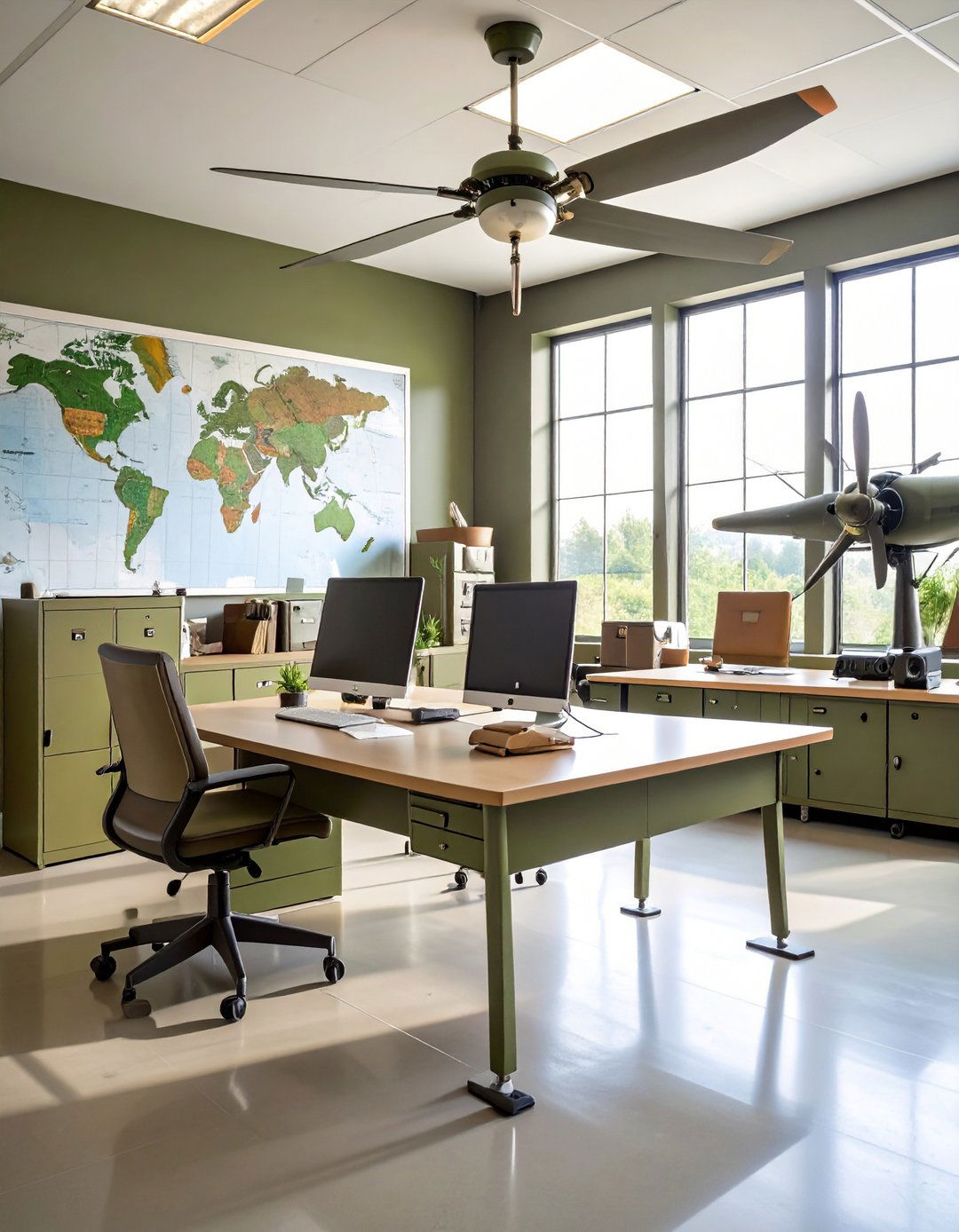 Military and Aviation Theme Office - 24 Man Cave Office Ideas