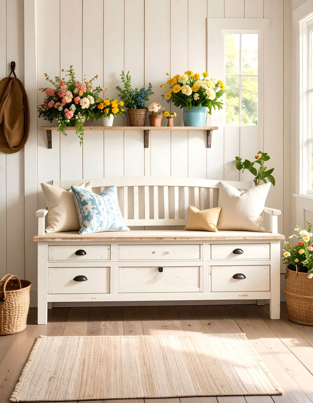 Milk Paint Farmhouse Storage Benches - 24 Painted Furniture Ideas