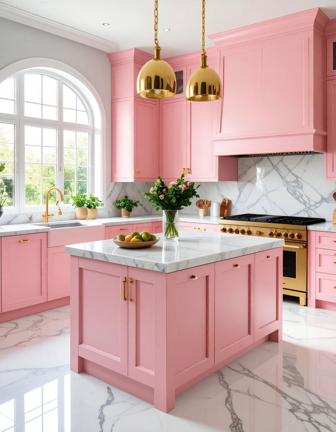 Millennial Pink and Marble Kitchen - 24 Pink Kitchen Ideas