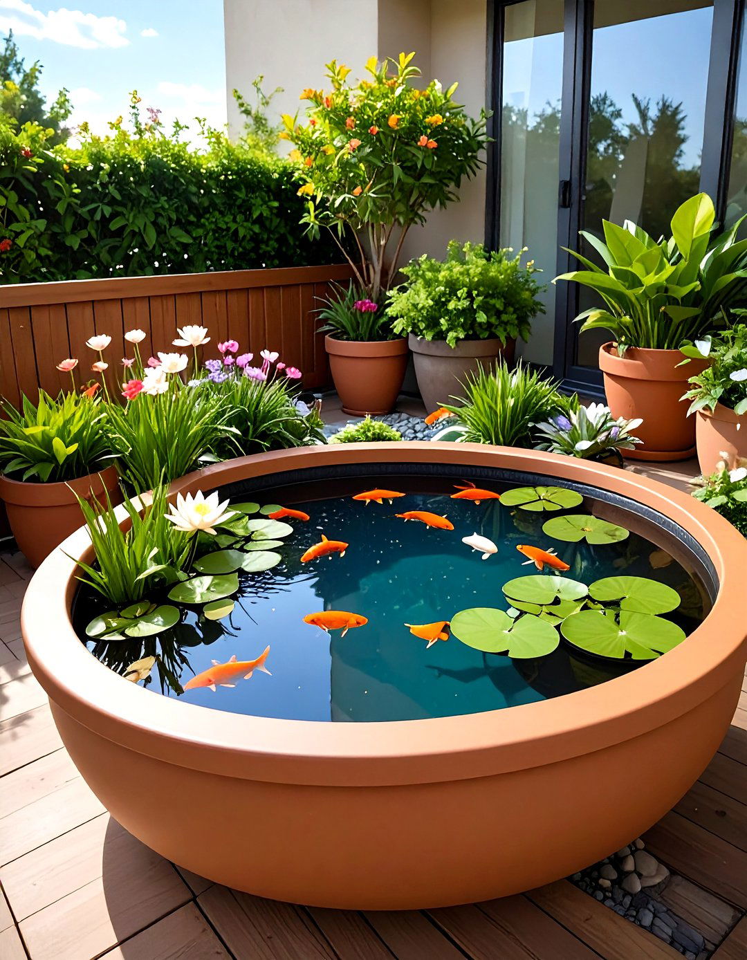 Mini Container Pond - 24 Fish Pond Ideas