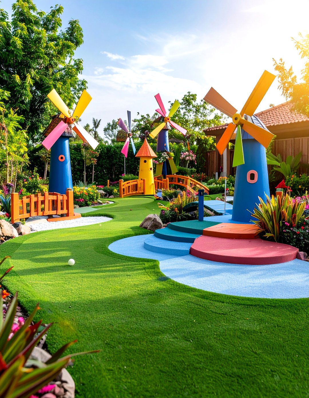 Mini Golf Themed Putting Green Course - 24 Backyard Putting Green Ideas