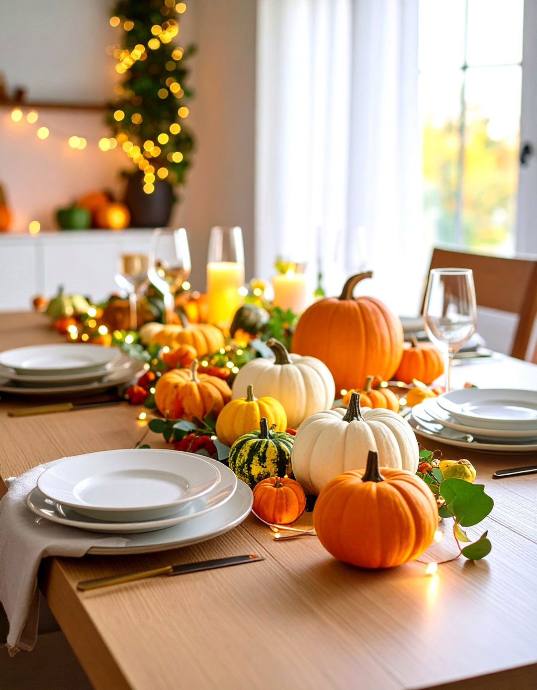 Miniature Pumpkin Table Runner - 24 Pumpkin Decor Ideas