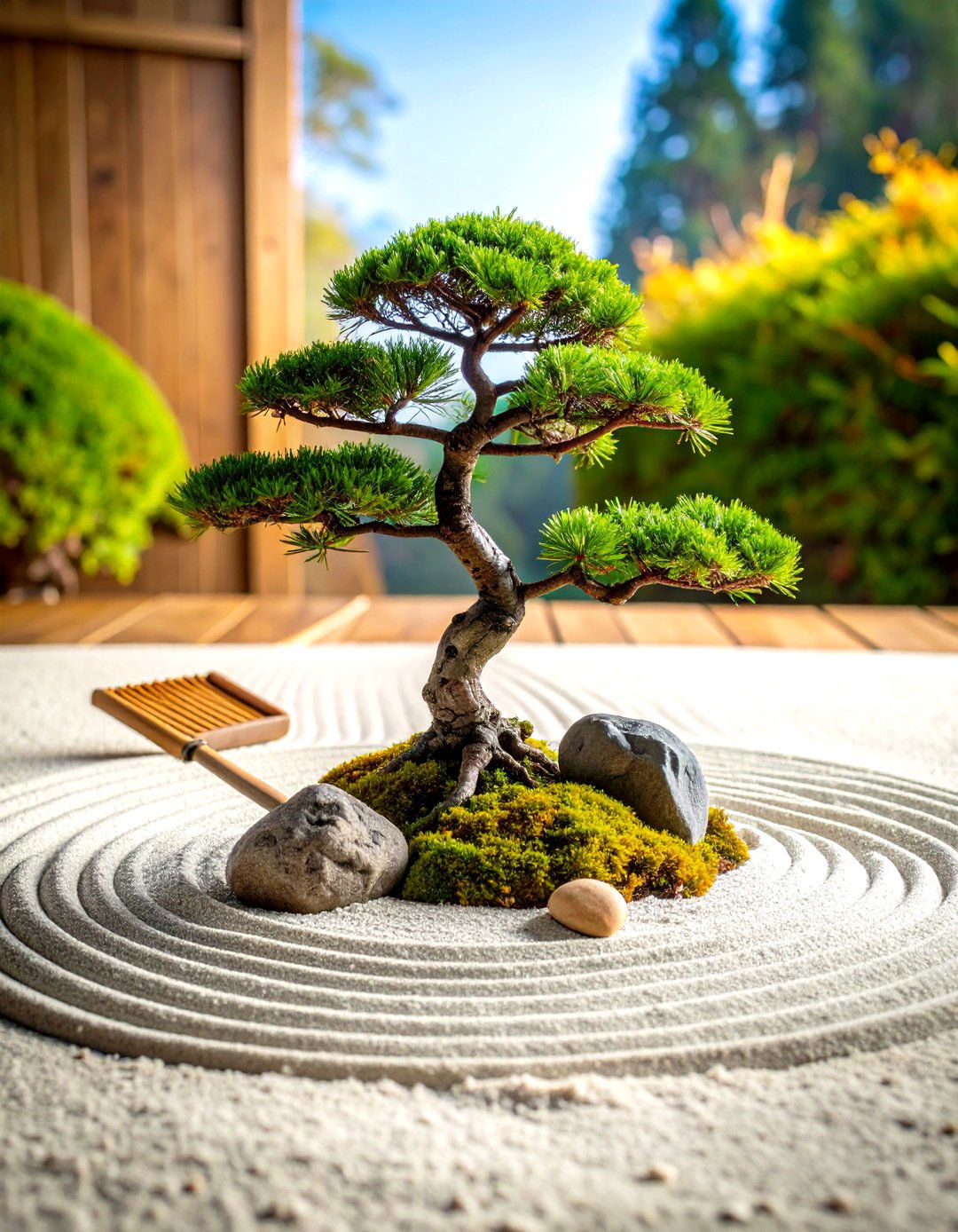 Miniature Zen Sand Garden with Bonsai - 24 Bonsai Garden Ideas