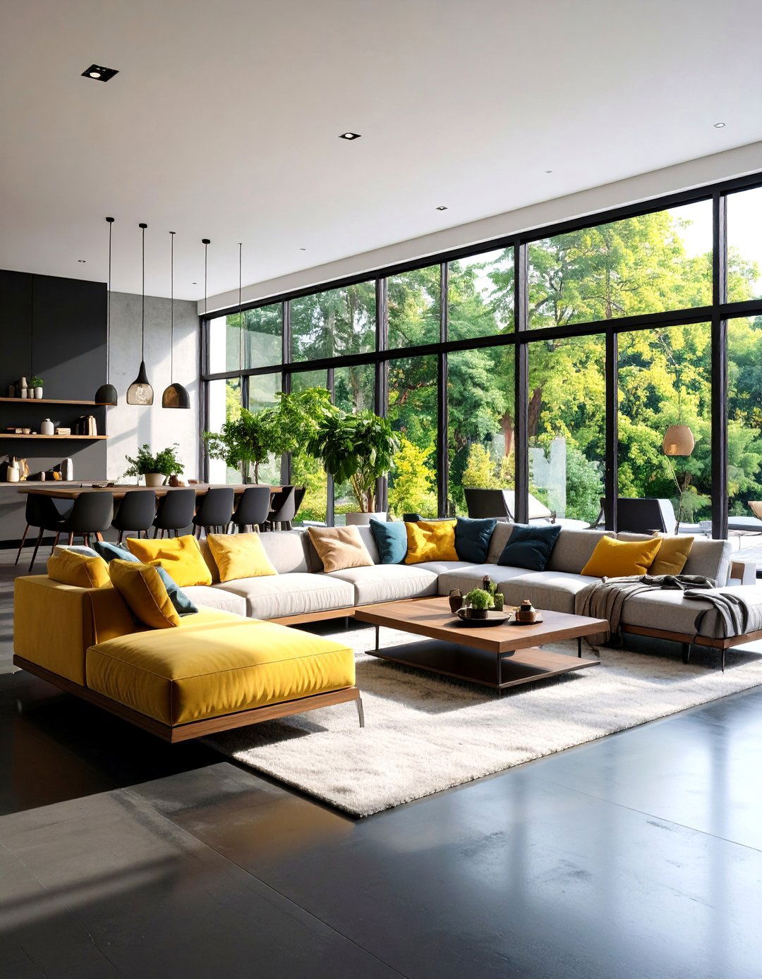 Minimalist Black Concrete Floating Floors - 24 Black Floor Living Room Ideas