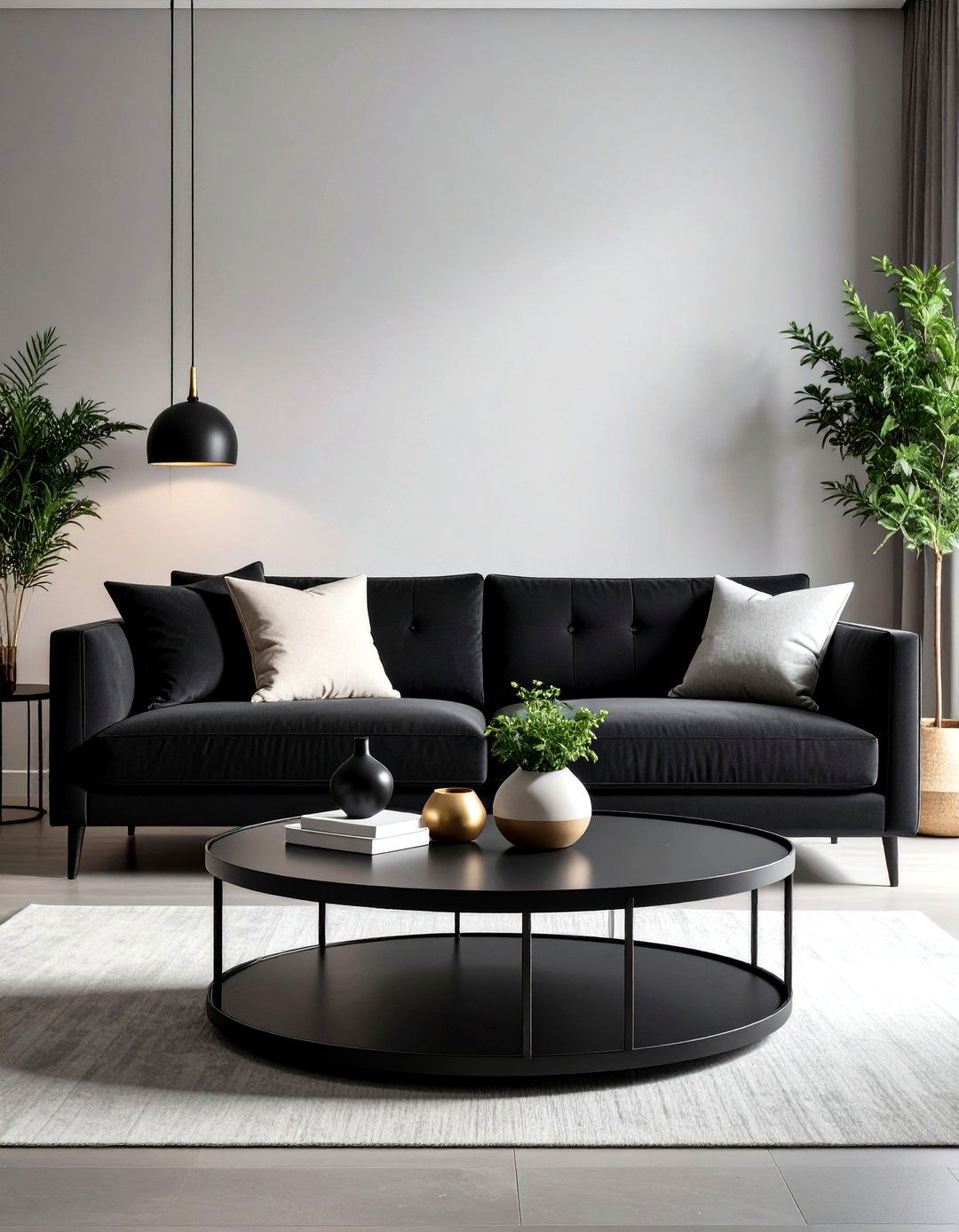 Minimalist Black Couch Coffee Table Styling - 24 Black Couch Living Room Ideas