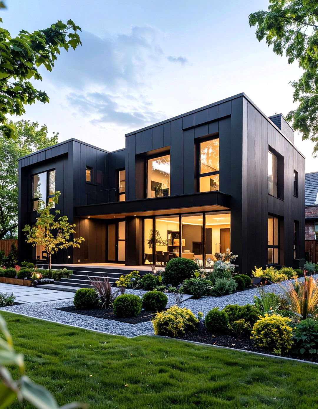 Minimalist Black Courtyard Houses - 24 Modern Black Houses