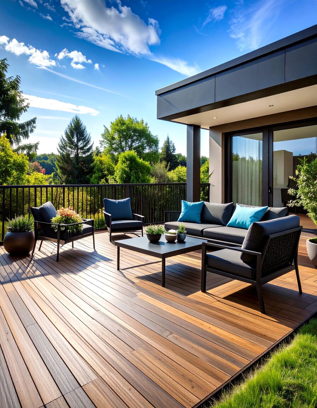 Minimalist Black Metal Systems - 24 Metal Deck Railing Ideas