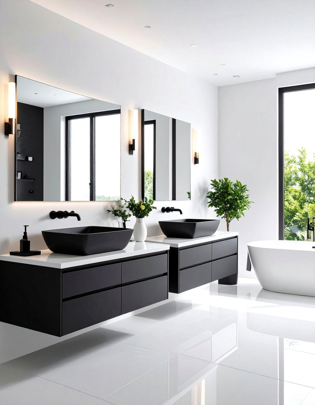 Minimalist Black and White Balance - 24 Zen Bathroom Ideas