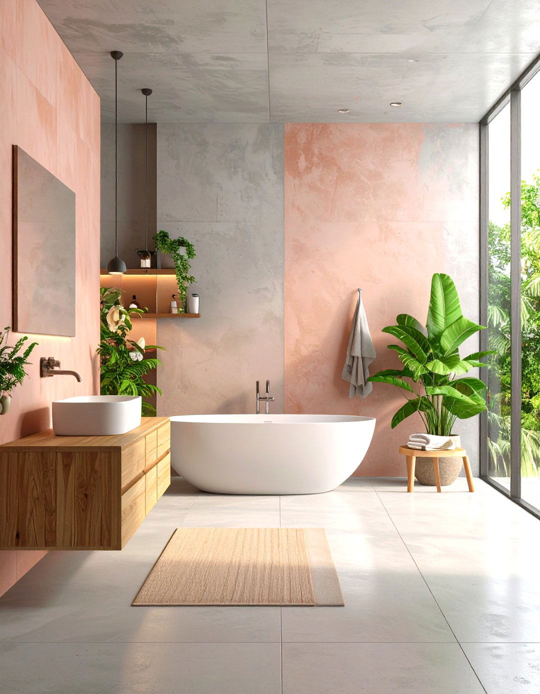 Minimalist Concrete Effect Panels - 24 Bathroom Wall Paneling Ideas