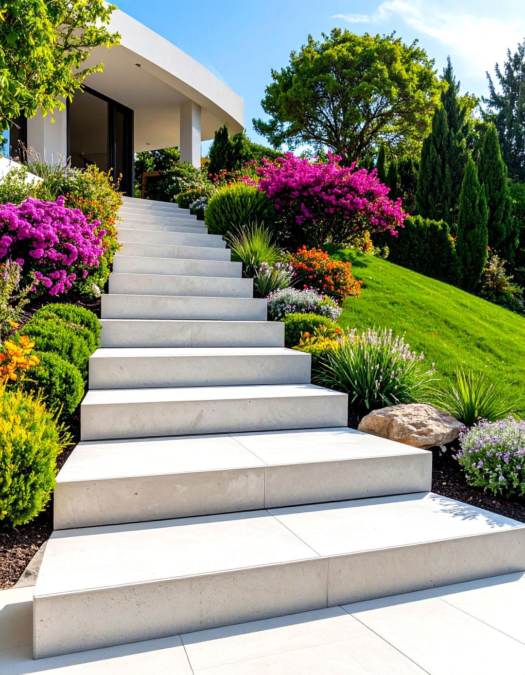Minimalist Concrete Garden Steps - 24 Concrete Garden Ideas