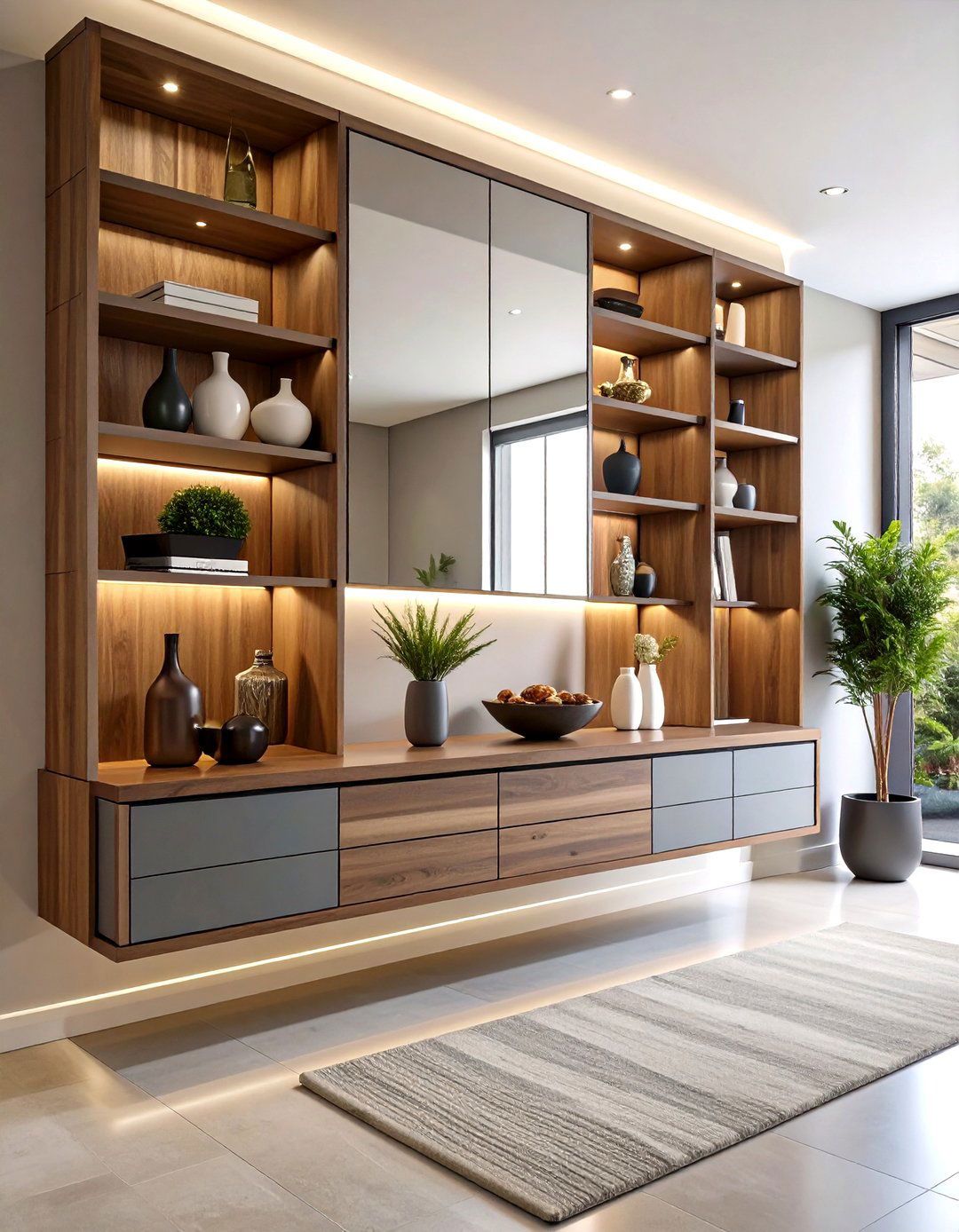 Minimalist Console Storage - 24 Modern Entryway Ideas
