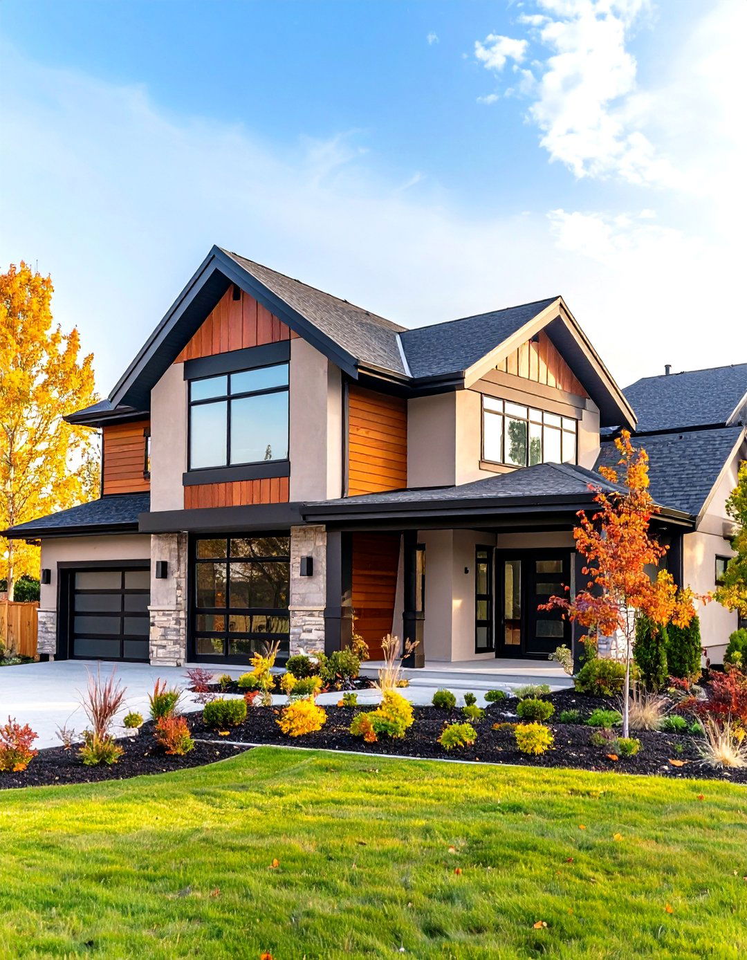 Minimalist Contemporary Stucco Design - 24 Tan House With Black Trim Design Ideas