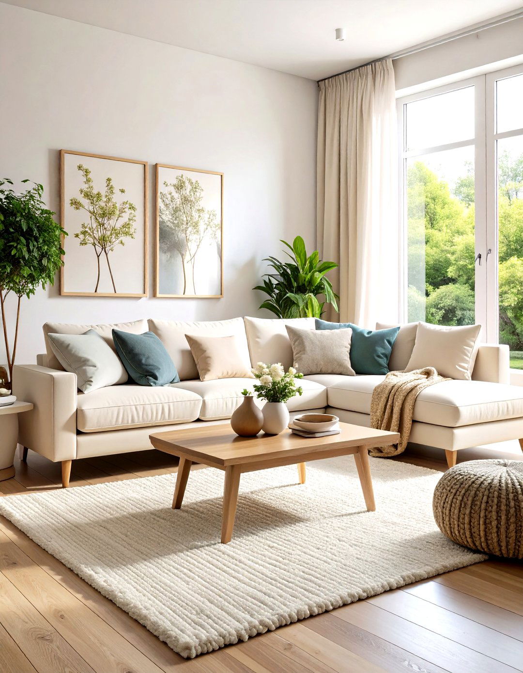 Minimalist Cream Couch with Monochromatic Palette - 24 Cream Couch Living Room Ideas