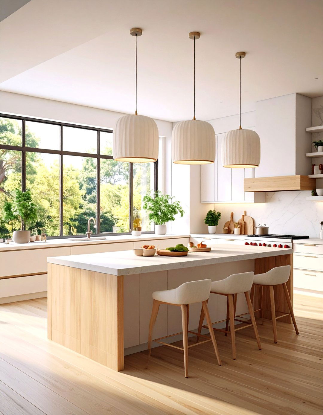 Minimalist Drum Shade Pendants - 24 Kitchen Island Lighting Ideas
