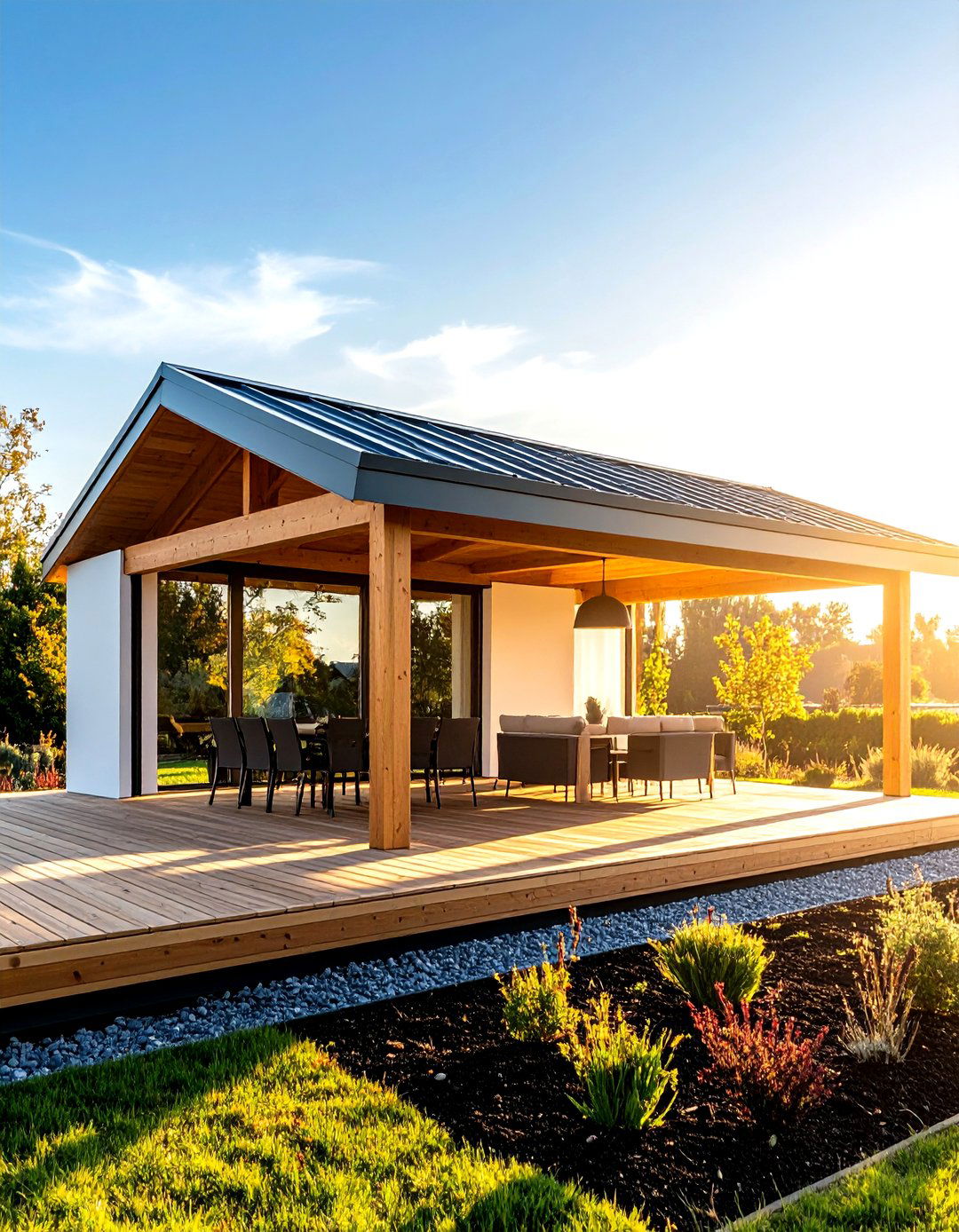 Minimalist Flat Roof Pavilion - 24 patio with a gazebo ideas